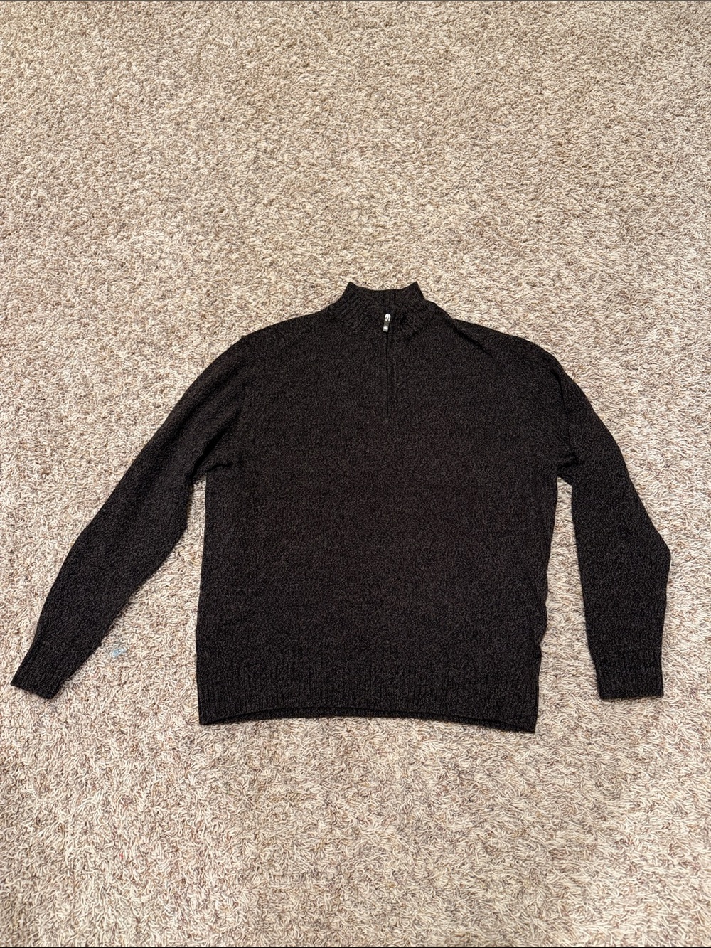 Men's 100% Wool Quarter-Zip Sweater in Black/Brown